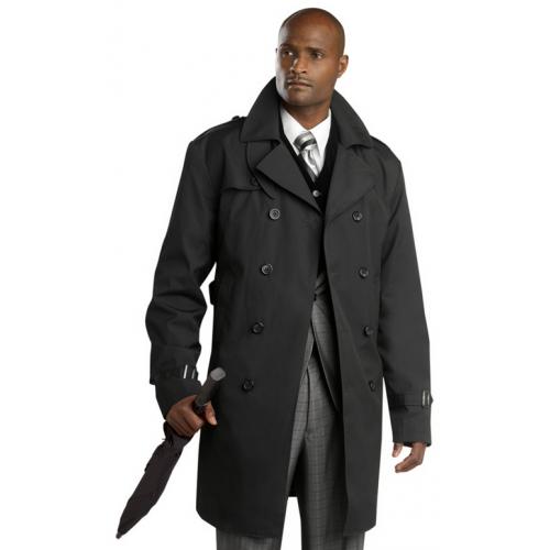 E. J. Samuel Black Coat With Removable Full Fur Lining C006